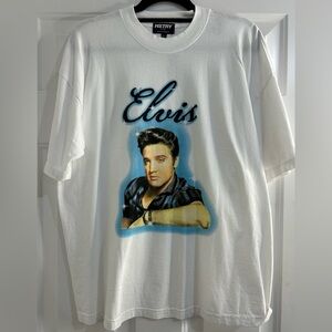 HSTRY X Elvis Airbrush Graphic T-Shirt White Unisex Large